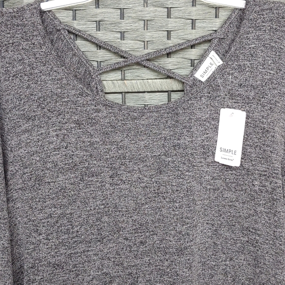 NWT Simple by Suzanne Betro Soft Sweater Blouse Tunic Criss Cross V Back - Picture 3 of 13